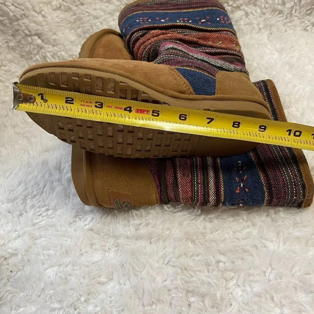 KOOLABURRA MYKA CHESTNUT SUEDE TRIBAL KILIM BOHO BOOTS SZ 5